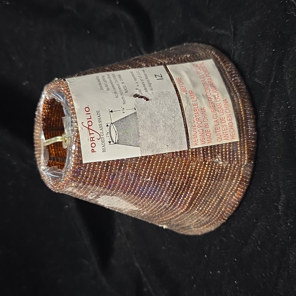 Portfolio Bronze Beaded Glass Shade, 2 5/8 × 5 1/4 × 4 1/4, NIP 2of2